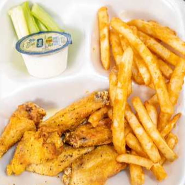 10 Wings with Fries & Drink.